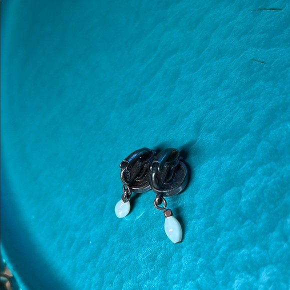 Elegant White and Bronze Dangle Earrings - Picture 9 of 13